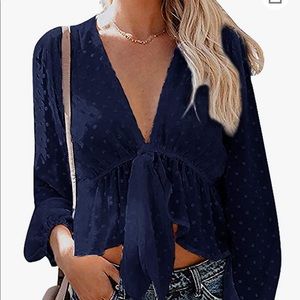 Blue long sleeve crop top